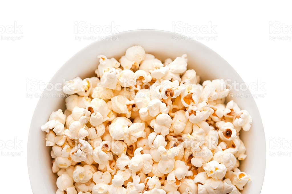 Popcorn in a bowl isolated on white background. - Gorgie Wellness